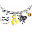 Gold Ribbon Bracelet, Childhood Cancer Awareness Gift, Pediatric Cancer Warrior Jewelry, Just Keep Swimming, Survivor Gift