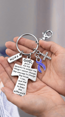 Periwinkle Awareness Ribbon Faith Keychain – Esophageal Cancer & Stomach Cancer Awareness Gift