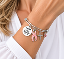 Peach Ribbon Uterine Cancer Awareness Bracelet – Endometrial Cancer Faith Over Fear Survivor Gift