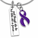 Violet Ribbon Necklace, Hodgkin Lymphoma Awareness Gift, Lymphoma Survivor Jewelry, She Is Fierce Necklace, Cancer Warrior Gift