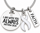 White Ribbon Awareness Necklace, Lung Cancer Survivor Gift, Matthew 28:20 Christian Faith Jewelry, Cancer Warrior Encouragement Gift