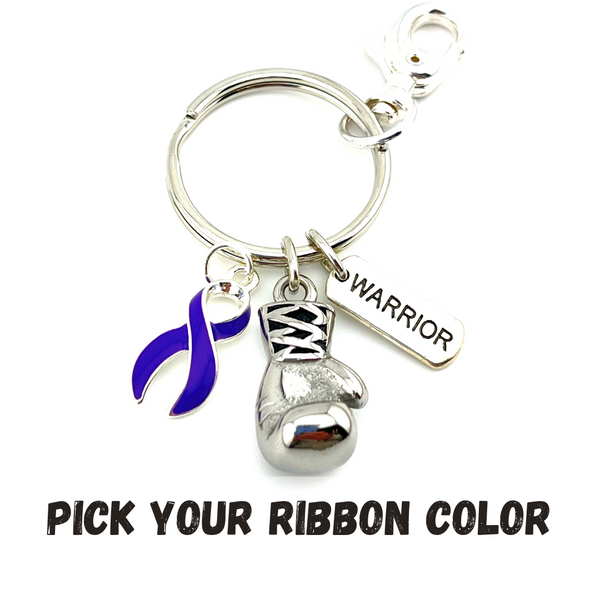 Pick Your Ribbon Keychain - Boxing Glove / Warrior Key chain