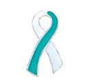 Teal and White Ribbon / Lapel Hat Pin / Cervical Cancer Survivor Awareness - Rock Your Cause Jewelry