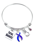 Blue & Purple Ribbon Total Badass Charm Bracelet