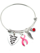 Pink Ribbon Sympathy / Memorial Bracelet - You Wings were Ready, My Heart Was Not