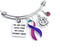 Pink Purple Teal (Thyroid) Ribbon Bracelet - You are More Loved Than You Could Possibly Know Charm Bracelet