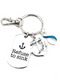 Teal & White Ribbon Encouragement Keychain - Cervical Cancer Survivor - Refuse to Sink