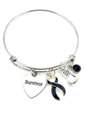 Black Ribbon Melanoma Survivor Charm Bracelet