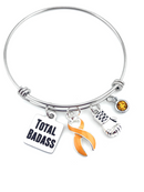 Peach Ribbon Charm Bracelet – Total Badass / Boxing Glove Bracelet - Uterine Cancer Survivor