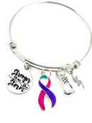 Pink Purple Teal (Thyroid) Ribbon - Stronger than the Storm Bracelet or Necklace