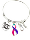 Pink Purple Teal (Thyroid) Ribbon - Stronger than the Storm Bracelet or Necklace