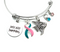 Pink & Teal (Previvor) Ribbon Charm Bracelet - Just Keep Swimming