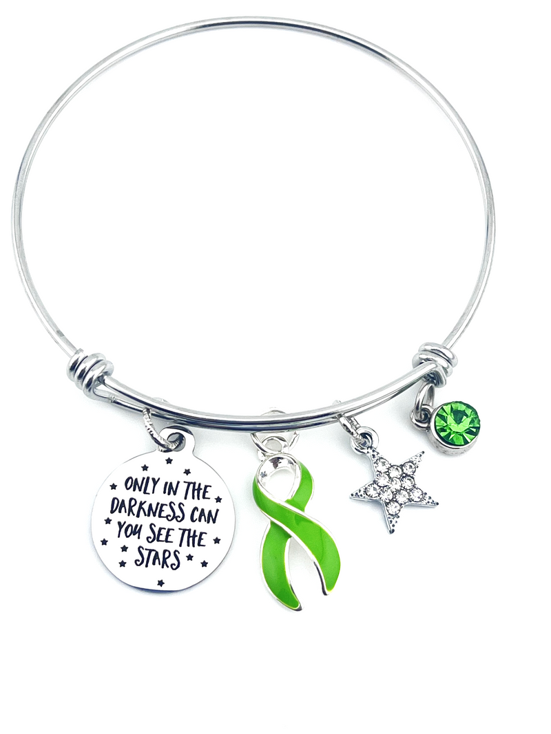 Lime Green Ribbon Bracelet - Only in Darkness Can You See The Stars