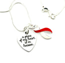 Red & White Ribbon - A Piece of my Heart Is In Heaven - Sympathy / Memorial Necklace - Rock Your Cause Jewelry