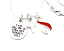 Red & White Ribbon - I Will Hold You Up When Your Strength Fails Necklace