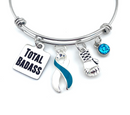 Teal & White Ribbon - Total Badass / Boxing Glove Charm Bracelet