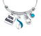 Teal & White Ribbon - Total Badass / Boxing Glove Charm Bracelet