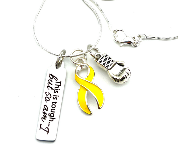 Yellow Ribbon Necklace - This is Tough, But So Am I