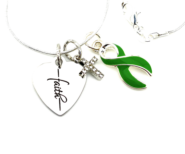 Green Ribbon Necklace Faith Necklace