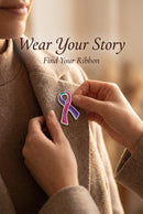 Pink Purple Teal (Thyroid Cancer) Ribbon Pin - Lapel, Lab Coat, Hat Pin - Rock Your Cause Jewelry