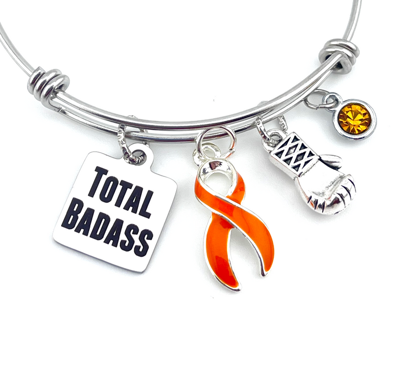 Orange Ribbon Total Badass Charm Bracelet