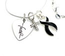 Black Ribbon Faith Necklace