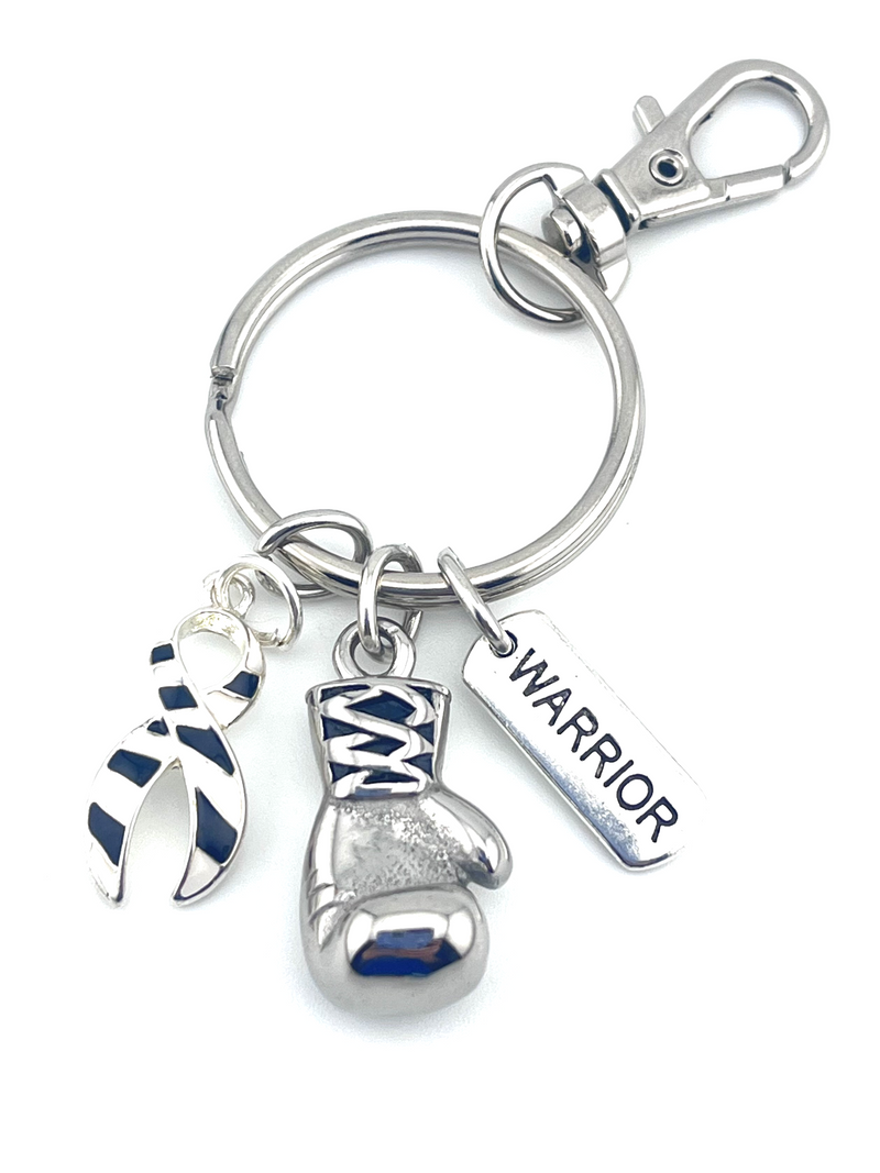 Zebra Ribbon Boxing Glove Keychain