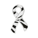 Zebra Ribbon / Lapel, Hat, Lab Coat, Lanyard Pin - Rock Your Cause Jewelry