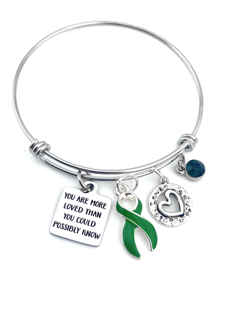 Green Ribbon Charm Bracelet - You Are More Loved Than You Could Possibly Know