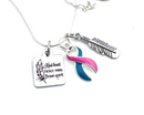 Pink & Teal (Previvor) Ribbon Necklace - Kind Heart, Fierce Mind, Brave Spirit