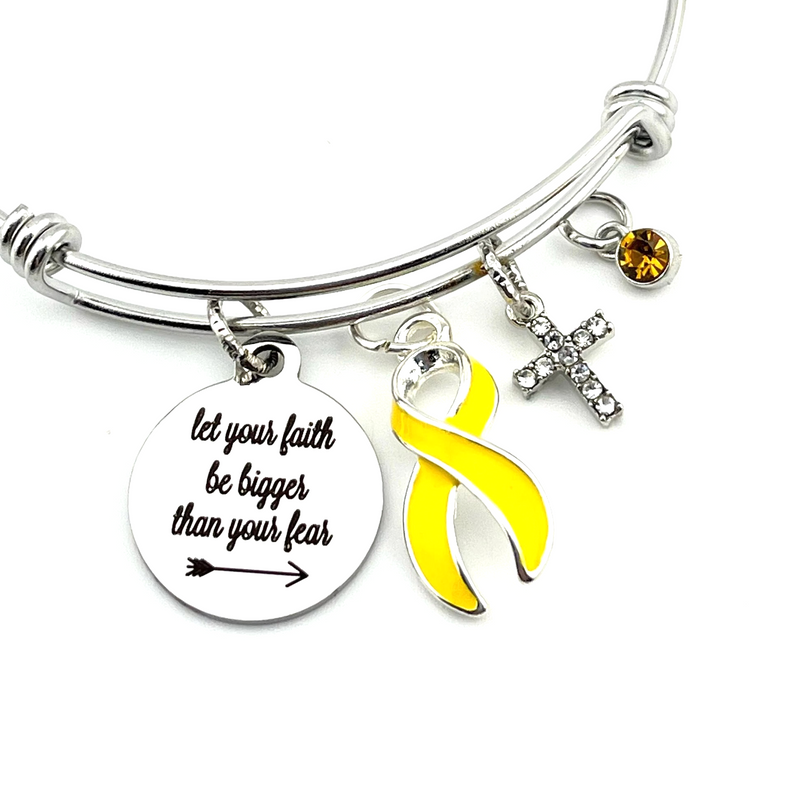 Yellow Ribbon Charm Bracelet - Let Your Faith be Bigger than Your Fear