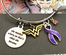 Purple Ribbon Charm Bracelet - She Needed a Hero, So That's What She Became