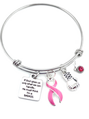 Pink Ribbon Charm Bracelet - If God Gives Us Only What We Can Handle ... He Must Think I'm A Badass