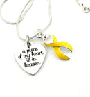 Gold Ribbon - A Piece of my Heart is in Heaven Rememberance Necklace - Rock Your Cause Jewelry