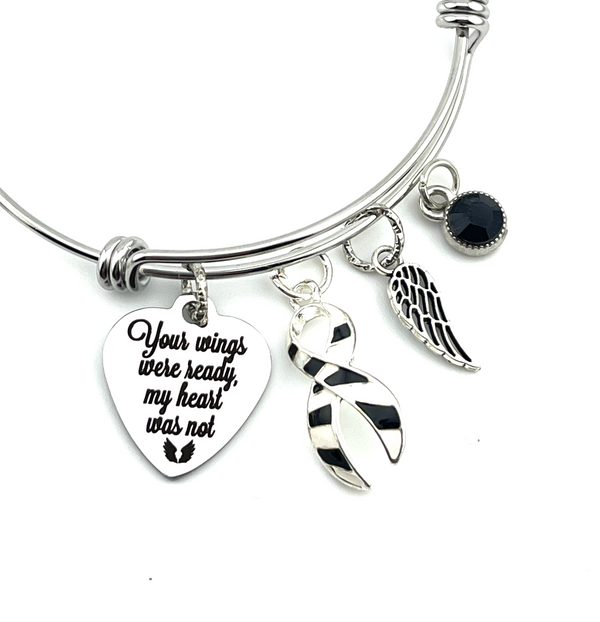 Zebra Ribbon Sympathy Bracelet - Your Wings Were Ready. My Heart Was Not