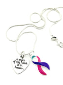 Pink Purple Teal (Thyroid) Awareness Ribbon - A Piece of my Heart is in Heaven / Memorial, Sympathy, Remembrance Gift - Rock Your Cause Jewelry