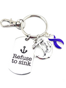 Purple Ribbon Refuse to Sink Keychain / Encouragement Gift