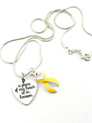 Yellow Ribbon Sympathy Necklace - A Piece of My Heart is in Heaven - Rock Your Cause Jewelry