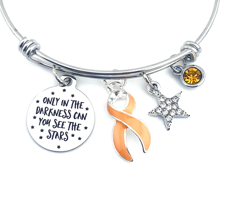 Peach Ribbon Bracelet - Only in Darkness Can You See the Stars Charm Bracelet