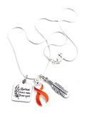 Orange Ribbon Necklace - Kind Heart, Fierce Mind, Brave Spirit