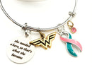 Pink & Teal (Previvor) Ribbon - She Needed a Hero, So That's What She Became