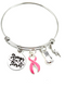 Pink Ribbon Charm Bracelet - Stronger than the Storm