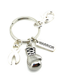 White Ribbon Keychain - Boxing Glove / Warrior Encouragement Gift