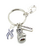 ALS / Blue & White Striped Ribbon Boxing Glove - Warrior Keychain