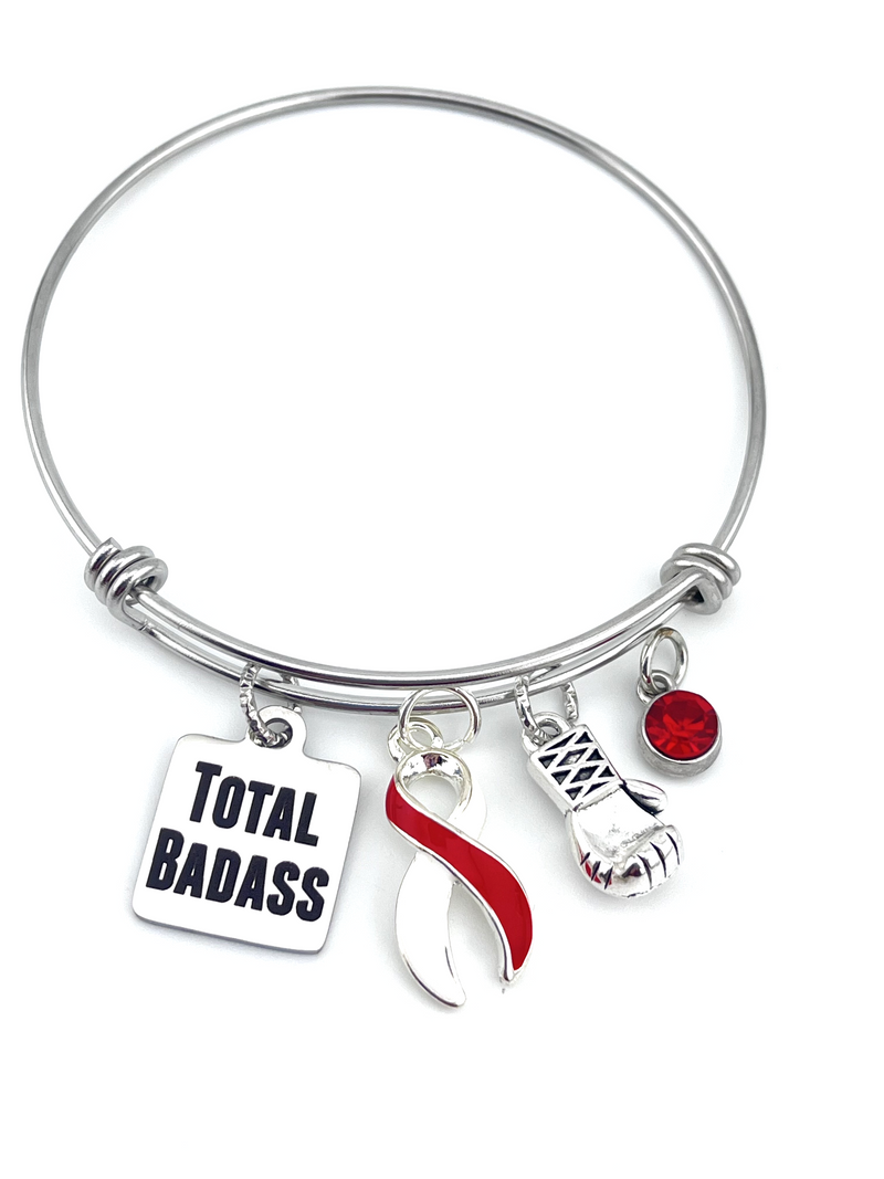 Red & White Ribbon Total Badass Charm Bracelet