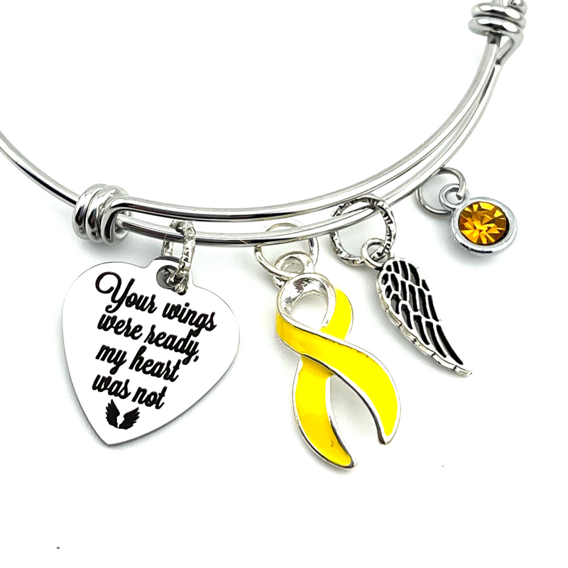 Yellow Ribbon Sympathy Bracelet - Your Wings Were Ready, My Heart Was Not