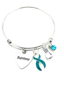 Teal Ribbon Survivor Charm Bracelet