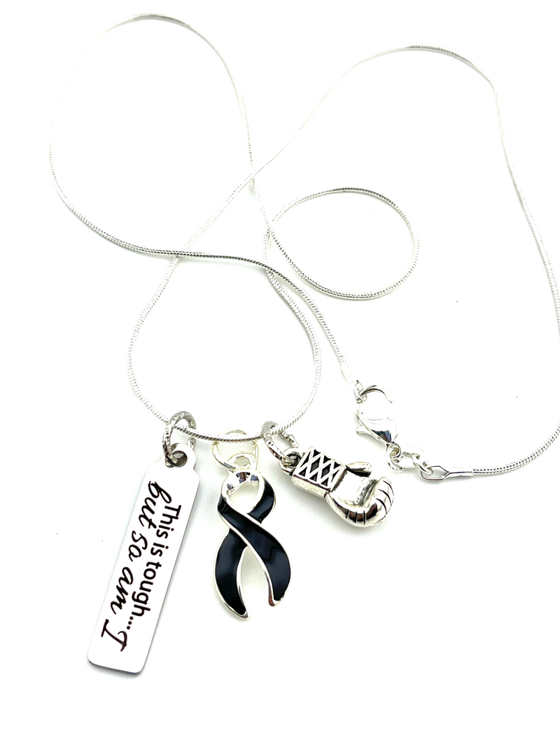 Black Ribbon Nacklace - This Is Tough. But So Am I / Boxing Glove