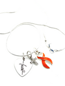 Orange Ribbon Faith Necklace