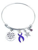 Purple Ribbon Charm Bracelet - Only in Darkness Can You See the Stars